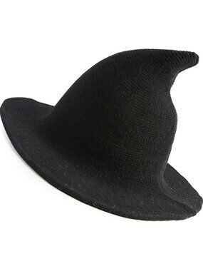 🎃women's Black Wide Brim Foldable Cap For Halloween Cosplay Witch Wool Hats